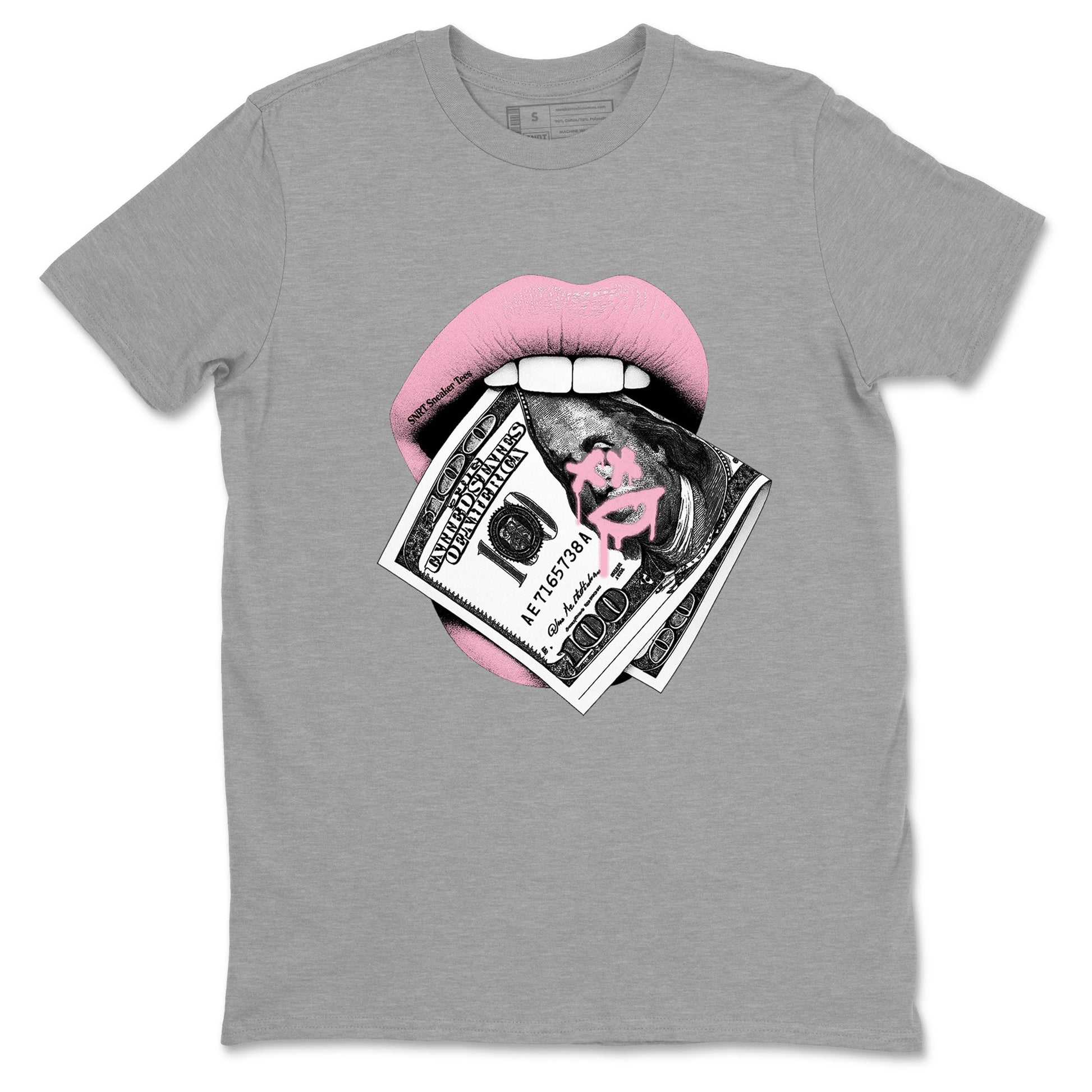 Sneaker Threads – Sneaker Threads To Match Air Jordan 5 35th Anniversary Shoes – Lips Money Tee Heather Grey 2