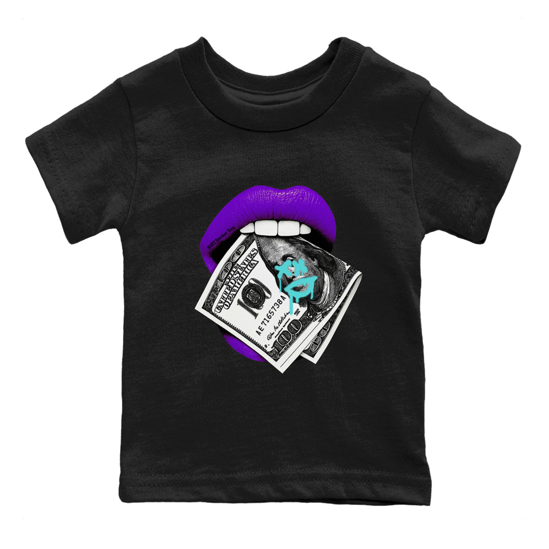 5s Grape shirts to match jordans Lips Money sneaker match tees AJ5 Retro Grape match shoes to clothes SNRT Sneaker Tees Youth Baby Black 2 tee