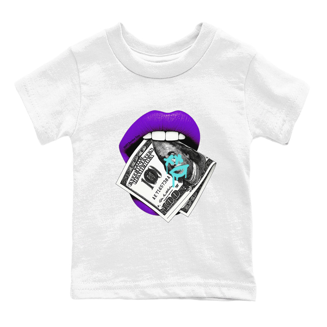 5s Grape shirts to match jordans Lips Money sneaker match tees AJ5 Retro Grape match shoes to clothes SNRT Sneaker Tees Youth Baby White 2 tee