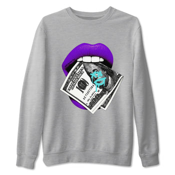 5s Grape shirts to match jordans Lips Money sneaker match tees AJ5 Retro Grape match shoes to clothes SNRT Sneaker Tees unisex cotton Heather Grey 2 shirts