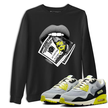 Lips Money sneaker match t-shirt styled to complete your fit with the Air Max 90 Cyber sneakers, shown in Black 1.
