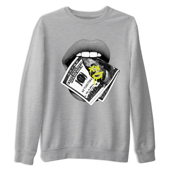 Lips Money sneaker match t-shirt styled to complete your fit with the Air Max 90 Cyber sneakers, shown in Heather Grey 2.