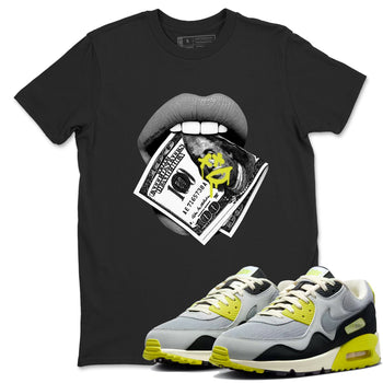 Lips Money sneaker match t-shirt styled to complete your fit with the Air Max 90 Cyber sneakers, shown in Black 1.