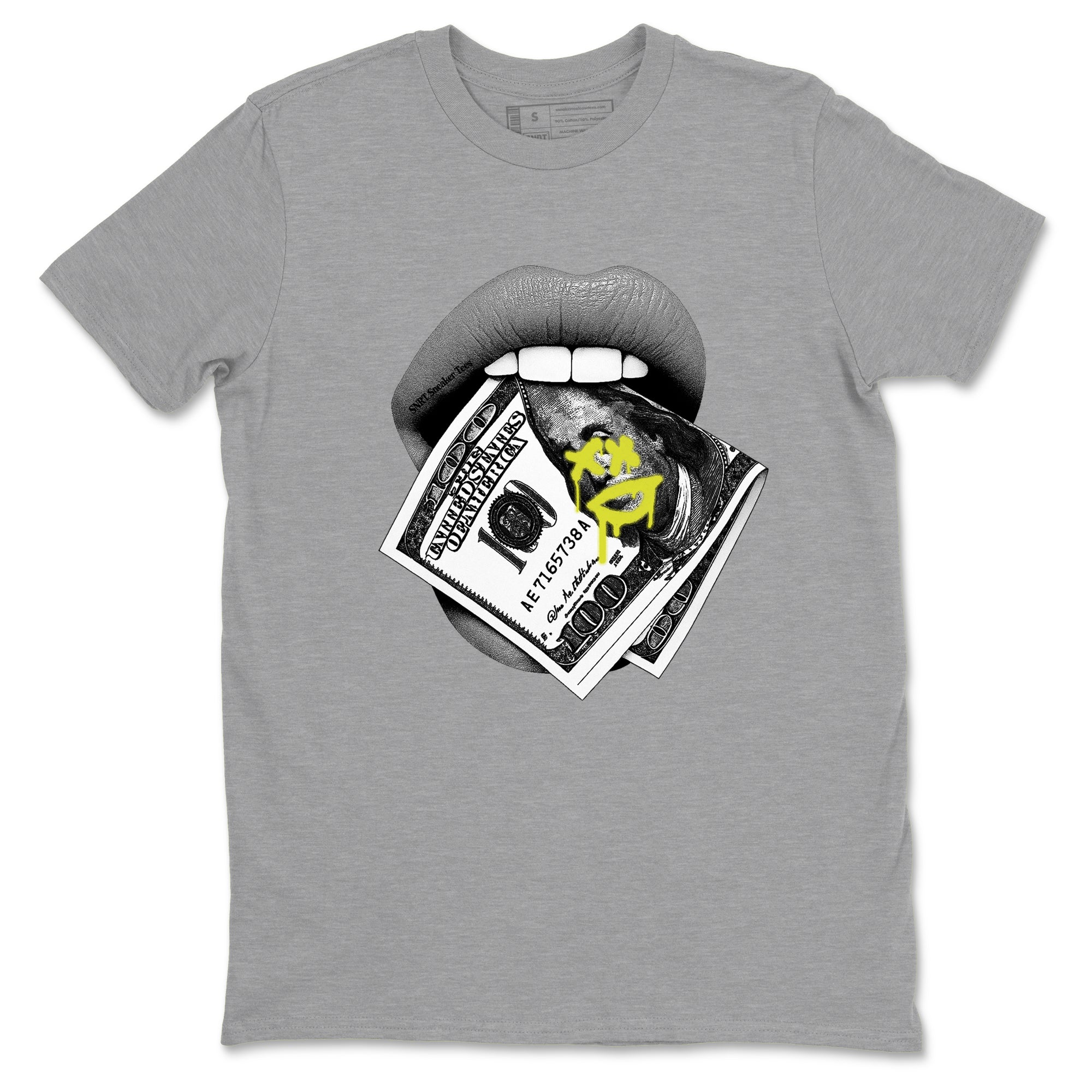 Lips Money sneaker match t-shirt styled to complete your fit with the Air Max 90 Cyber sneakers, shown in Heather Grey 2.