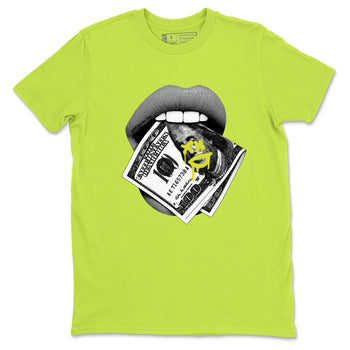 Lips Money sneaker match t-shirt styled to complete your fit with the Air Max 90 Cyber sneakers, shown in Safety Green 2.