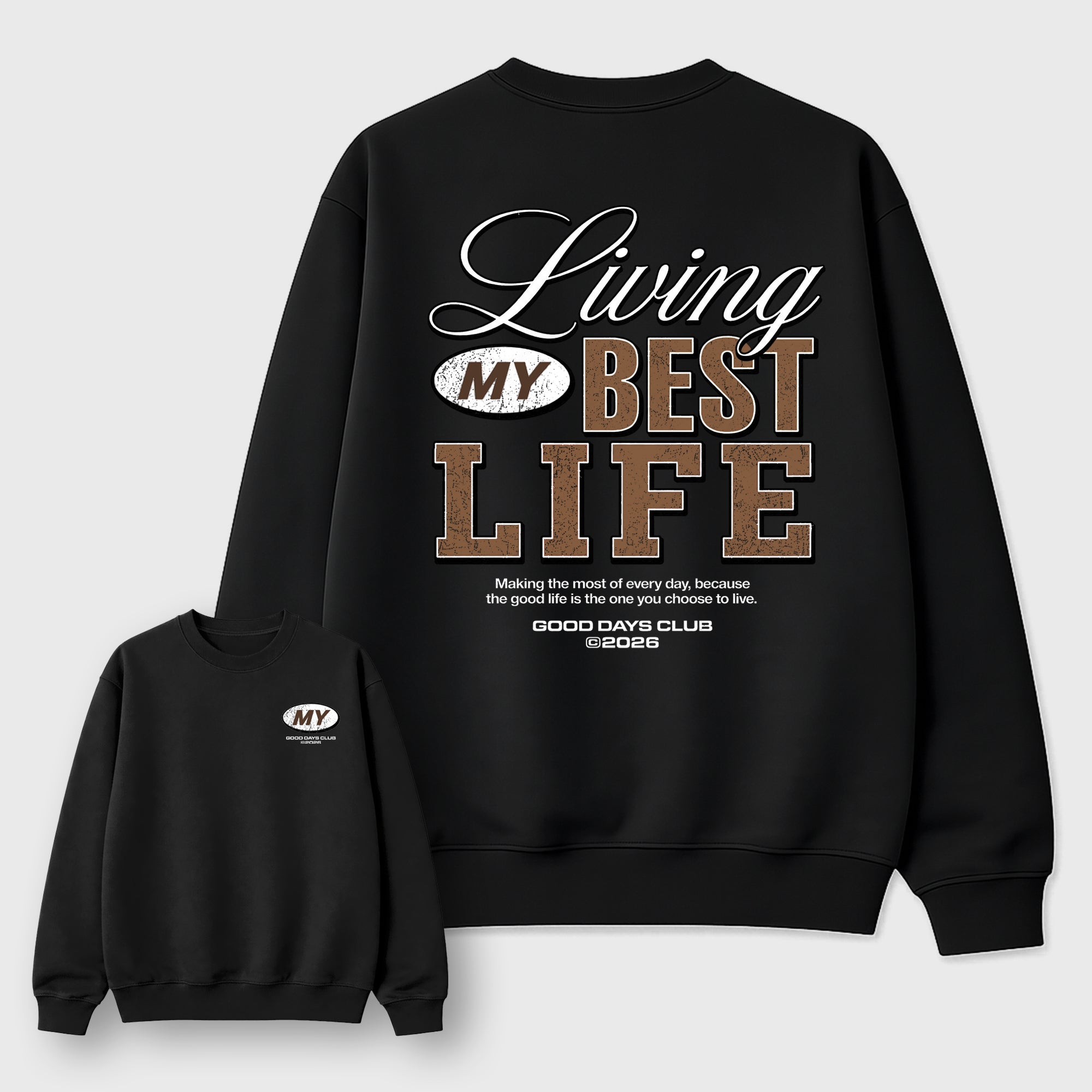 Living My Best Life Graphic T-Shirt featuring original streetwear artwork designed to match the Air Max 90 Shadow Brown. Black Graphic Tee.