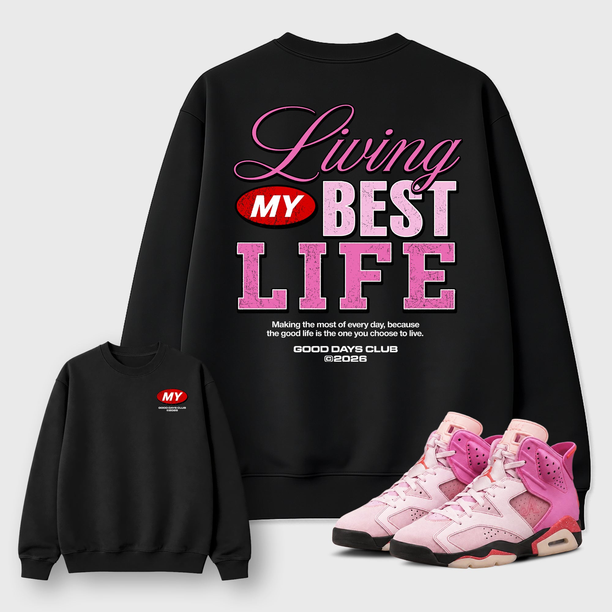 Living My Best Life Graphic T-Shirt featuring original streetwear artwork designed to match the . Black Graphic Tee.