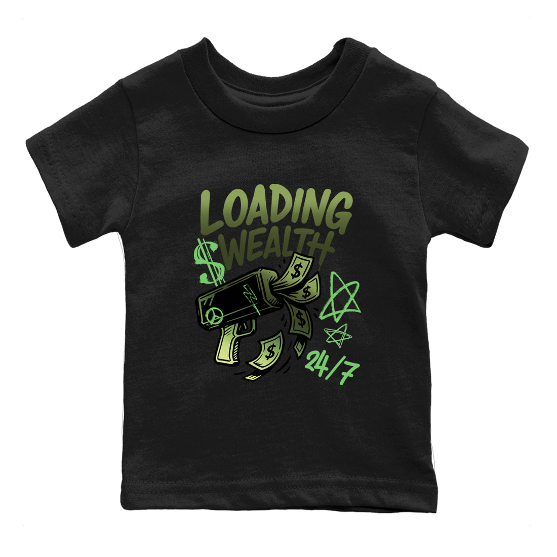 Best Christmas gifts for sneakerheads - Sneaker Tees To Match Air Foamposite One Pine Green Sneakers – Loading Wealth Kids T-Shirt Black 2