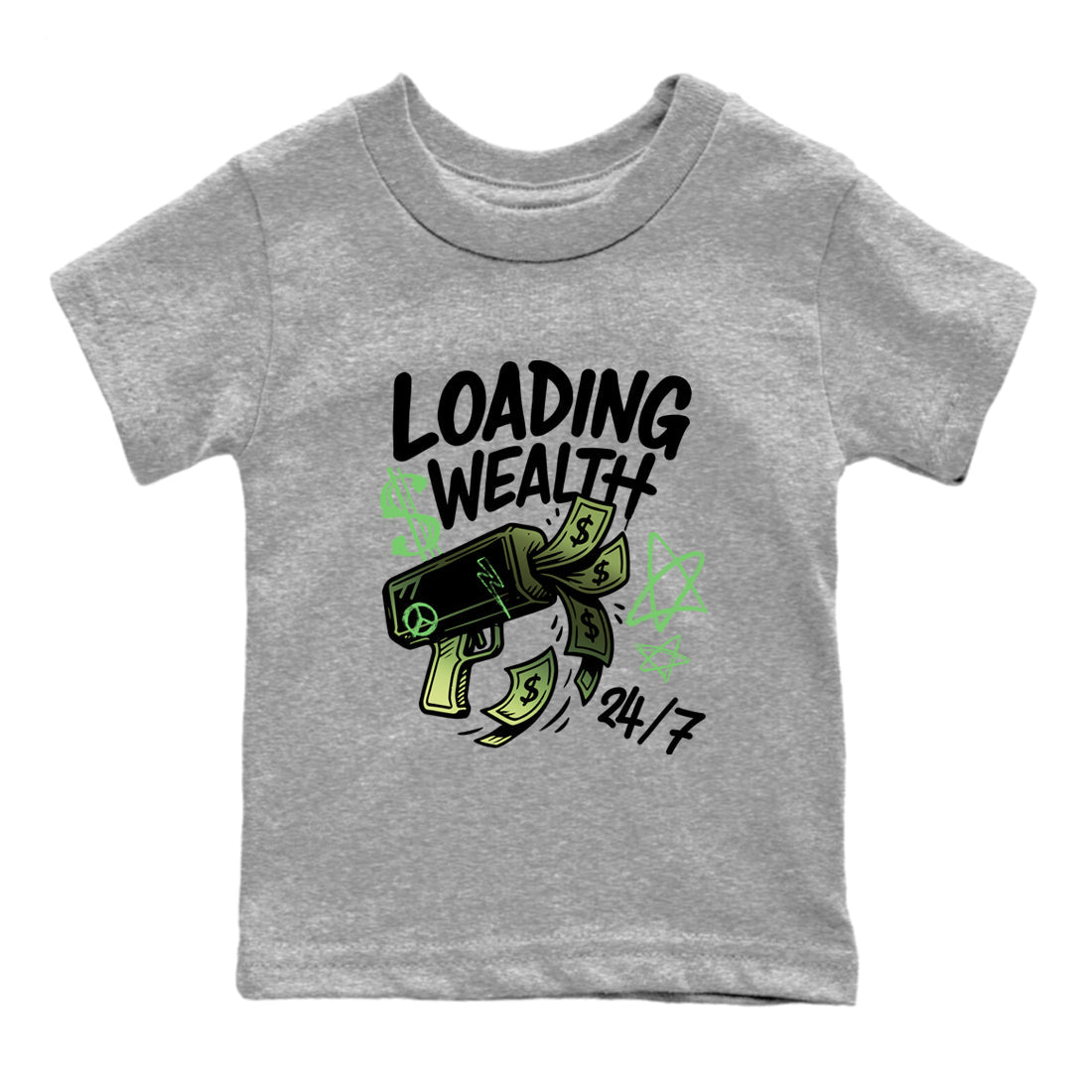 Best Christmas gifts for sneakerheads - Sneaker Tees To Match Air Foamposite One Pine Green Sneakers – Loading Wealth Kids T-Shirt Heather Grey 2