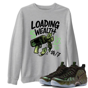 Best Christmas gifts for sneakerheads - Sneaker Tees To Match Air Foamposite One Pine Green Sneakers – Loading Wealth Tee Heather Grey 1