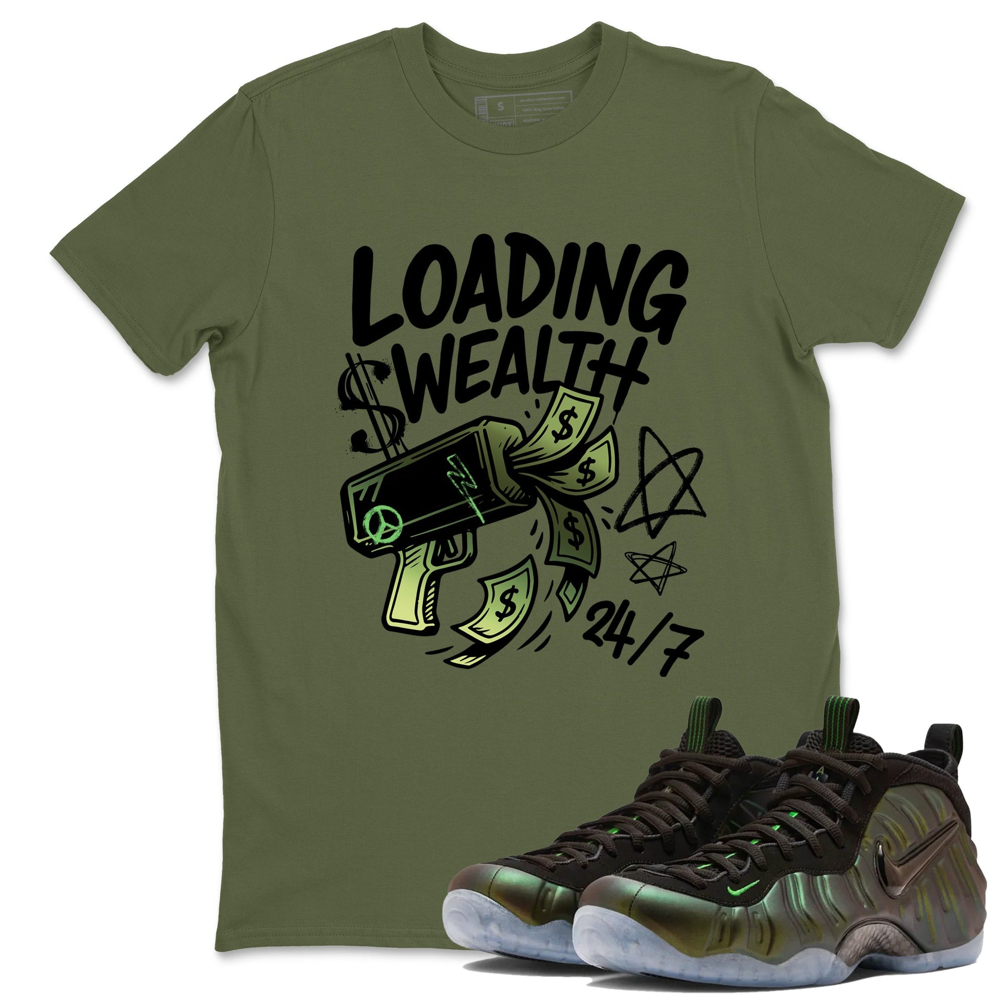 Best Christmas gifts for sneakerheads - Sneaker Tees To Match Air Foamposite One Pine Green Sneakers – Loading Wealth Tee Military Green 1