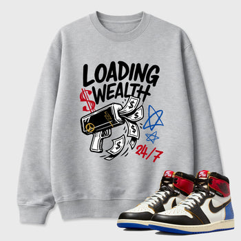 Sneaker match tees – Sneaker Tees To Match Air Jordan 1 Union x Fragment Shoes – Loading Wealth Tee Heather Grey 1