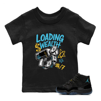 Sneaker match tees – Sneaker Tees To Match Air Jordan 11 Gamma Shoes – Loading Wealth Kids T-Shirt Black 1