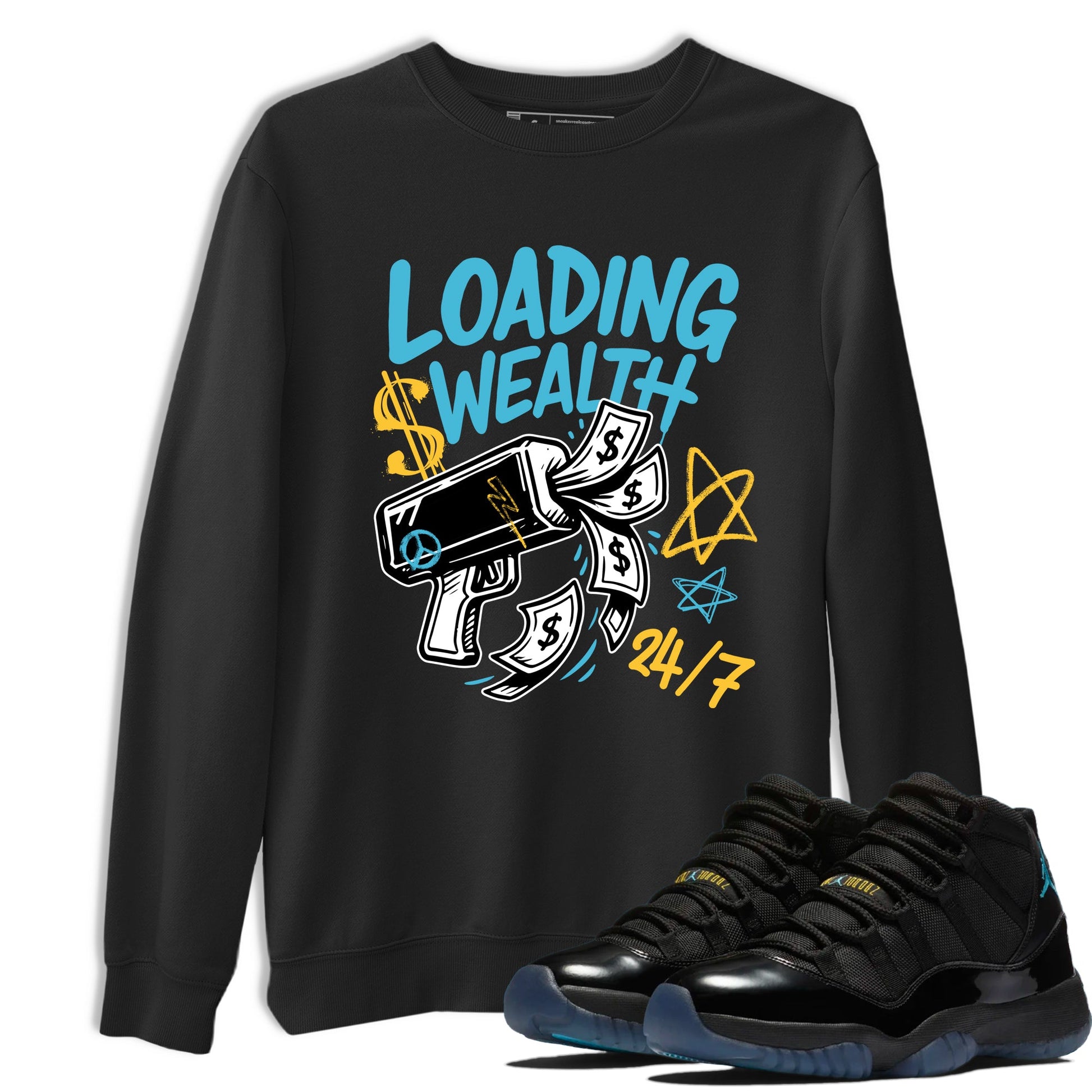 Sneaker match tees – Sneaker Tees To Match Air Jordan 11 Gamma Shoes – Loading Wealth Tee Black 1