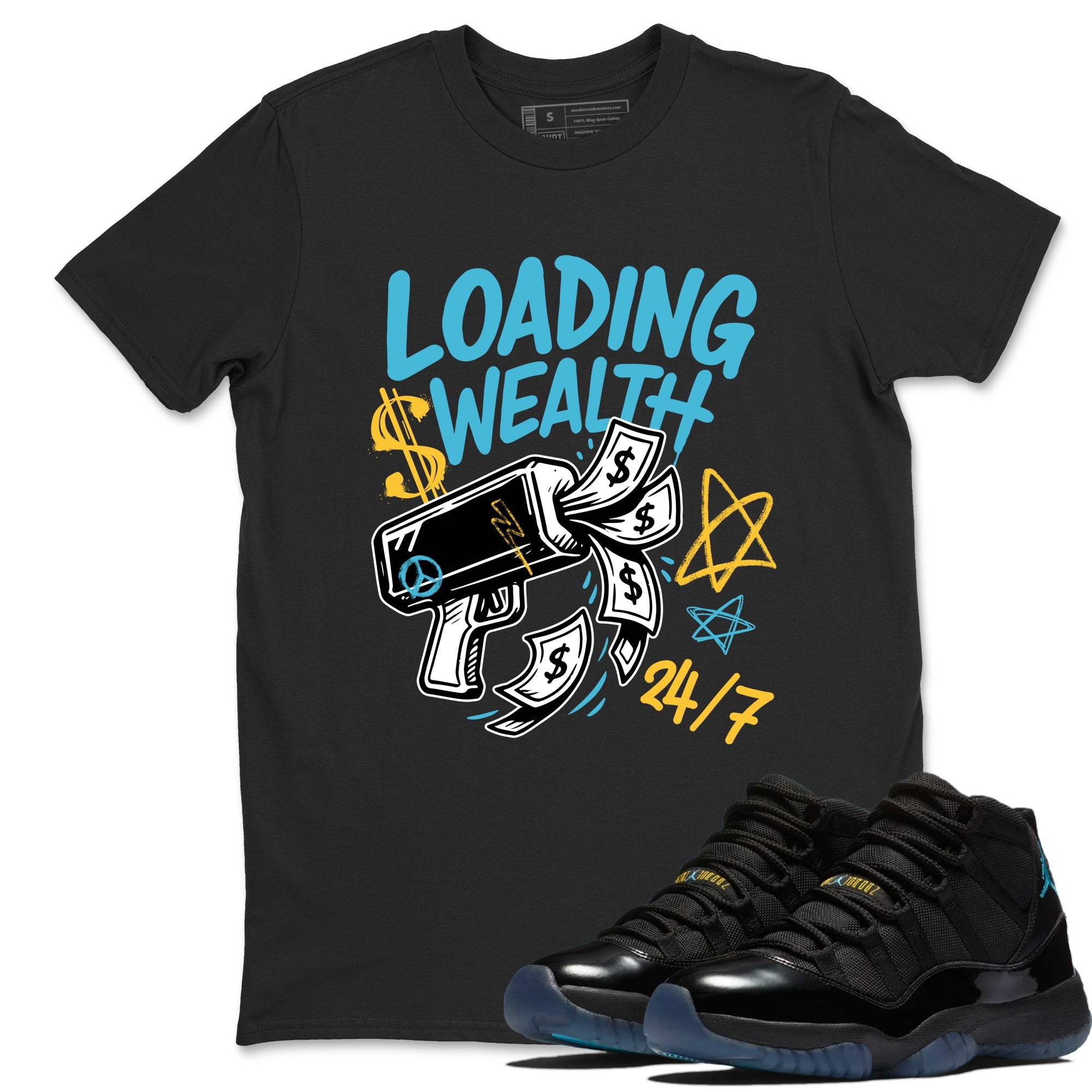 Sneaker match tees – Sneaker Tees To Match Air Jordan 11 Gamma Shoes – Loading Wealth Tee Black 1