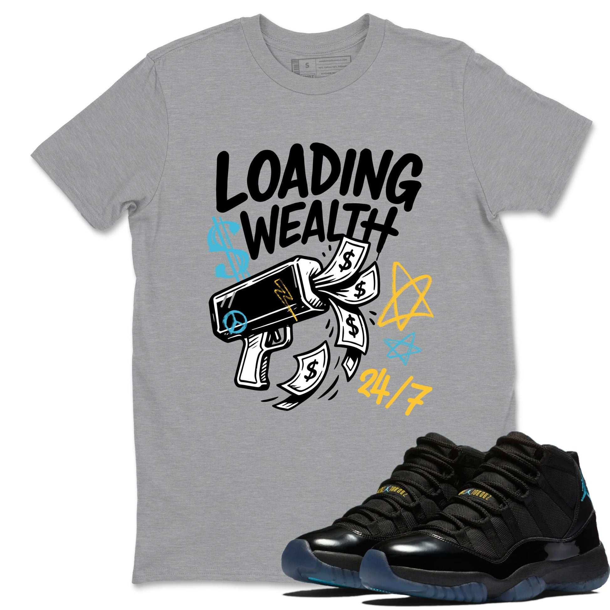 Sneaker match tees – Sneaker Tees To Match Air Jordan 11 Gamma Shoes – Loading Wealth Tee Heather Grey 1