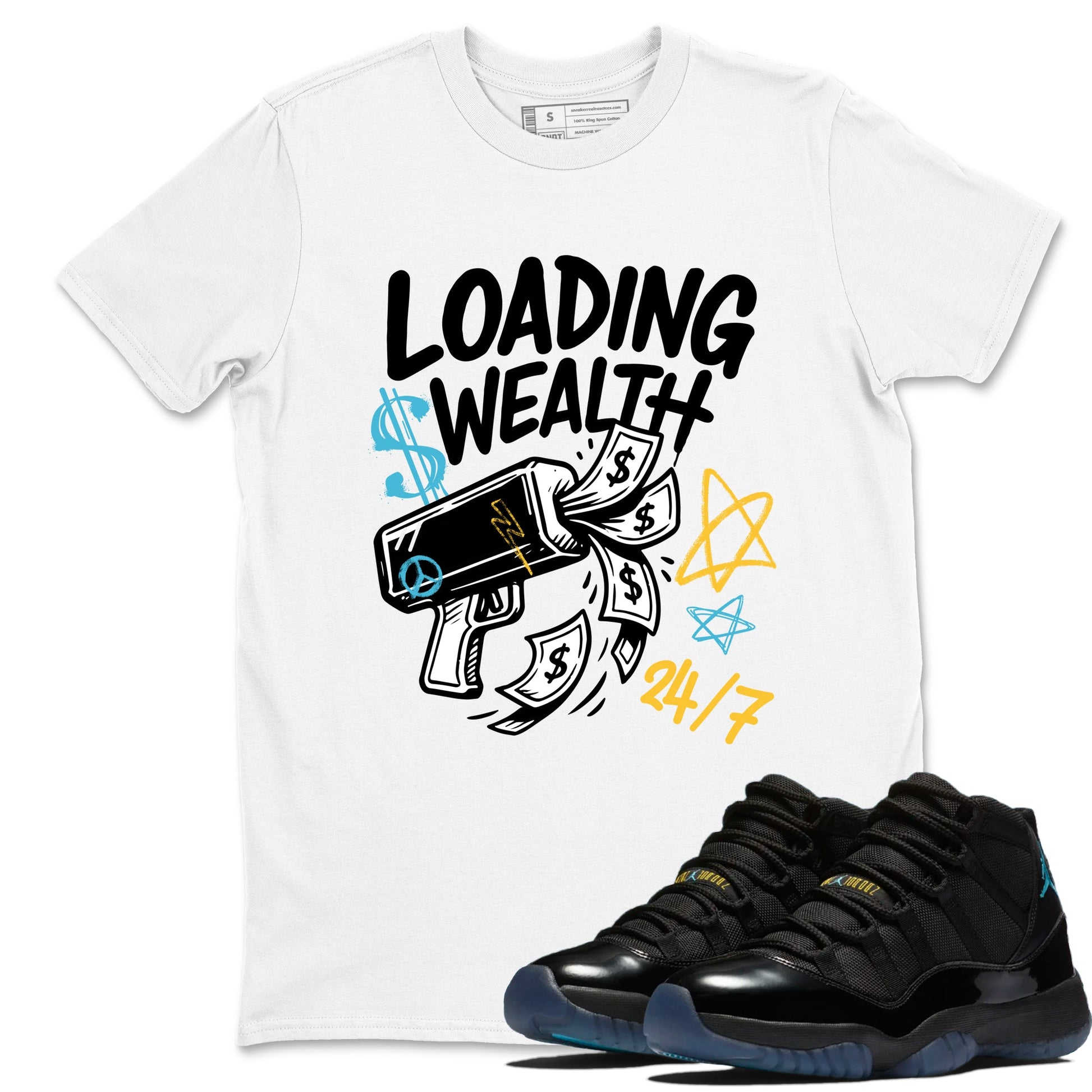 Sneaker match tees – Sneaker Tees To Match Air Jordan 11 Gamma Shoes – Loading Wealth Tee White 1
