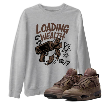Sneaker match tees – Sneaker Tees To Match Air Jordan 4 A Ma Maniere x Dark Mocha Shoes – Loading Wealth Tee Heather Grey 1