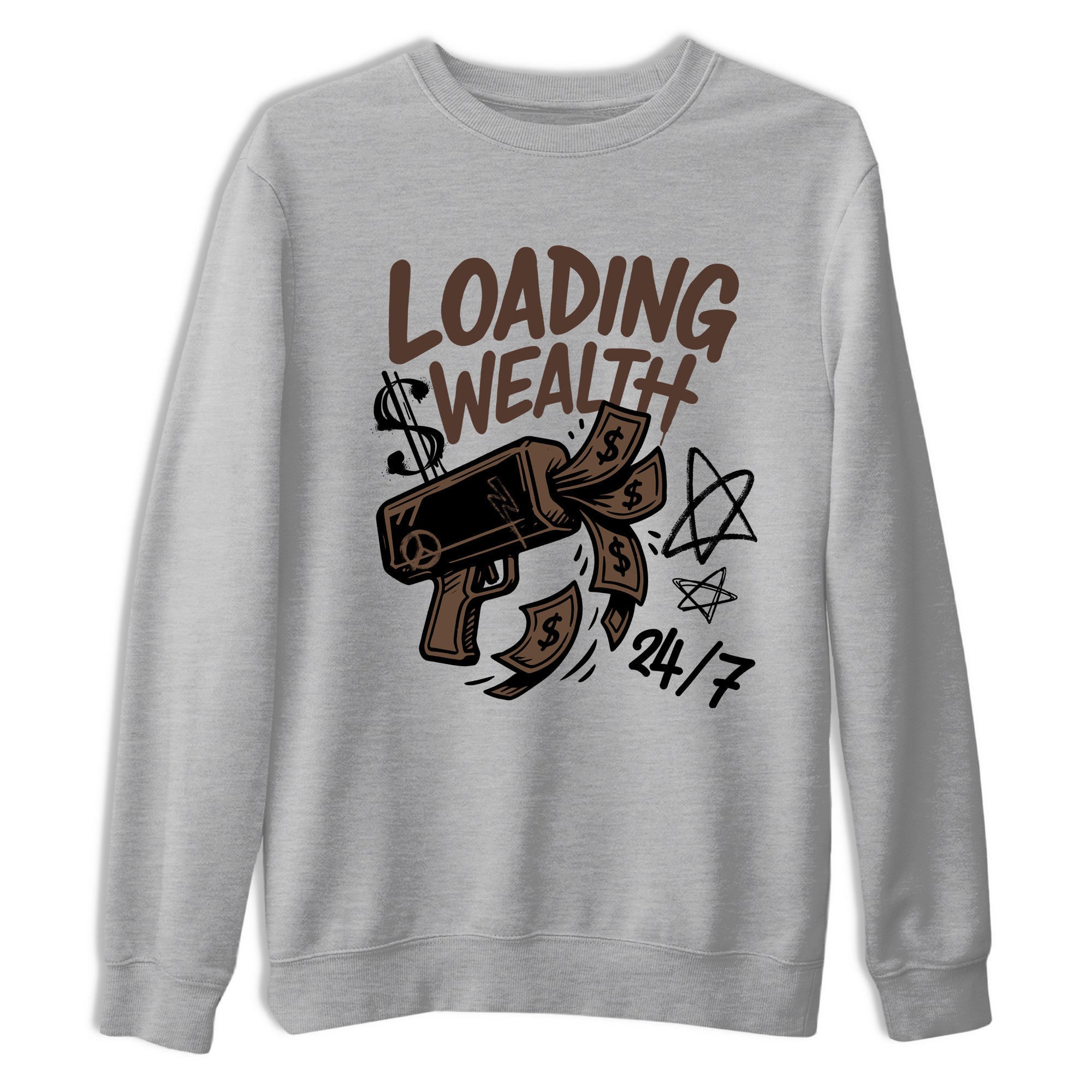 Sneaker match tees – Sneaker Tees To Match Air Jordan 4 A Ma Maniere x Dark Mocha Shoes – Loading Wealth Tee Heather Grey 2