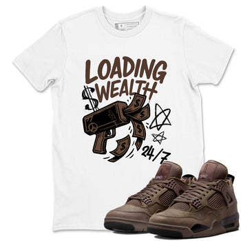 Sneaker match tees – Sneaker Tees To Match Air Jordan 4 A Ma Maniere x Dark Mocha Shoes – Loading Wealth Tee White 1