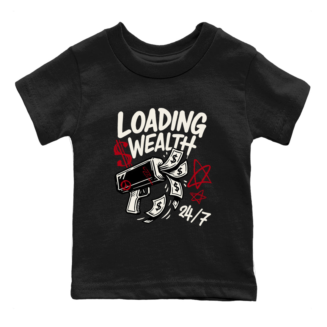 Sneaker match tees – Sneaker Tees To Match Air Jordan 4 Flight Club Shoes – Loading Wealth Kids T-Shirt Black 2