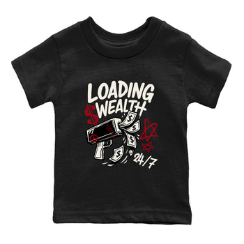 Sneaker match tees – Sneaker Tees To Match Air Jordan 4 Flight Club Shoes – Loading Wealth Kids T-Shirt Black 2