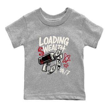 Sneaker match tees – Sneaker Tees To Match Air Jordan 4 Flight Club Shoes – Loading Wealth Kids T-Shirt Heather Grey 2