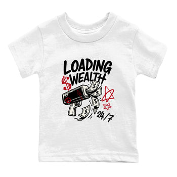 Sneaker match tees – Sneaker Tees To Match Air Jordan 4 Flight Club Shoes – Loading Wealth Kids T-Shirt White 2