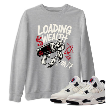 Sneaker match tees – Sneaker Tees To Match Air Jordan 4 Flight Club Shoes – Loading Wealth Tee Heather Grey 1