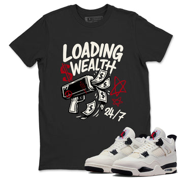 Sneaker match tees – Sneaker Tees To Match Air Jordan 4 Flight Club Shoes – Loading Wealth Tee Black 1