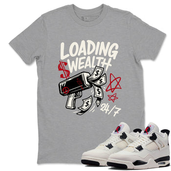 Sneaker match tees – Sneaker Tees To Match Air Jordan 4 Flight Club Shoes – Loading Wealth Tee Heather Grey 1
