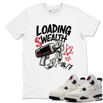 Sneaker match tees – Sneaker Tees To Match Air Jordan 4 Flight Club Shoes – Loading Wealth Tee White 1