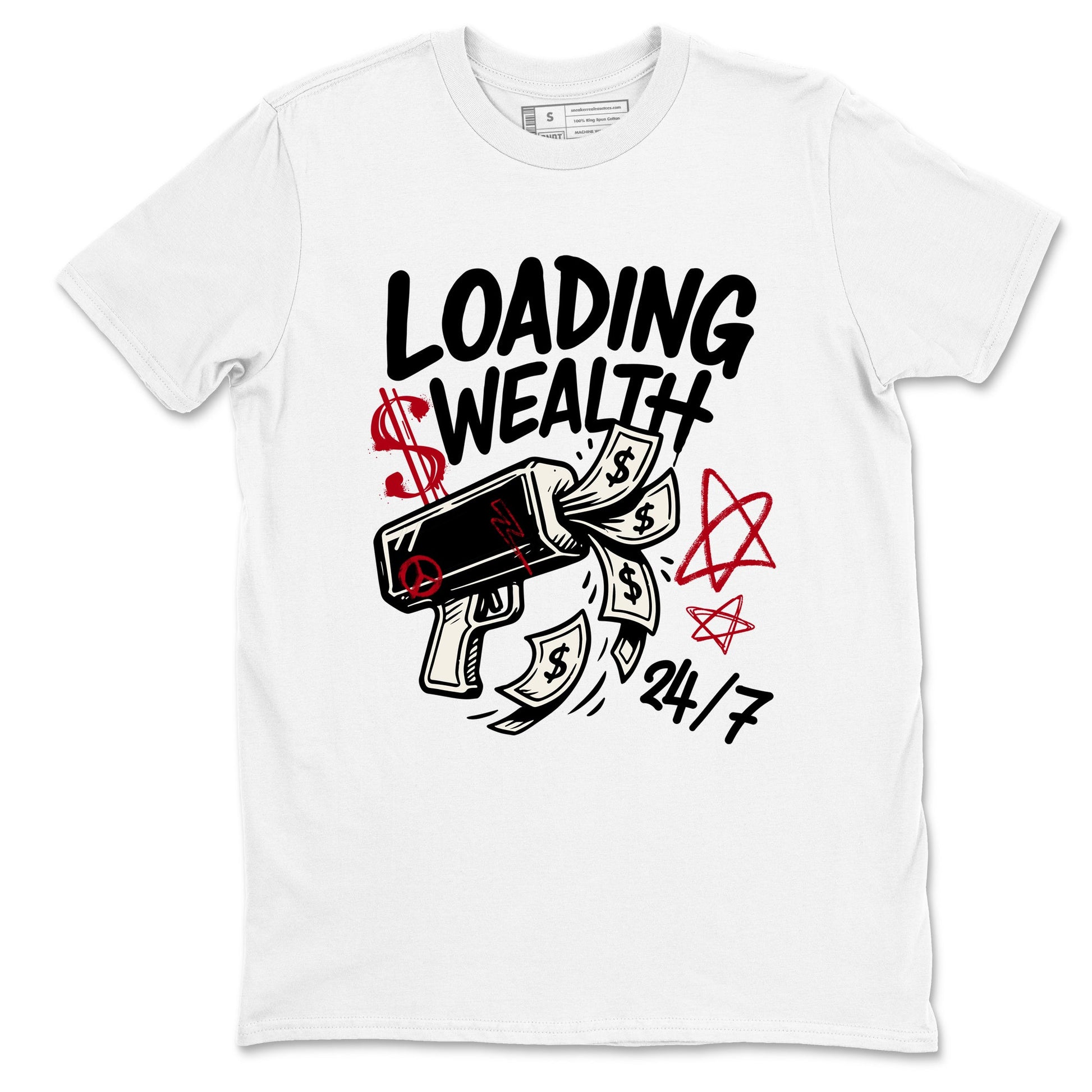 Sneaker match tees – Sneaker Tees To Match Air Jordan 4 Flight Club Shoes – Loading Wealth Tee White 2