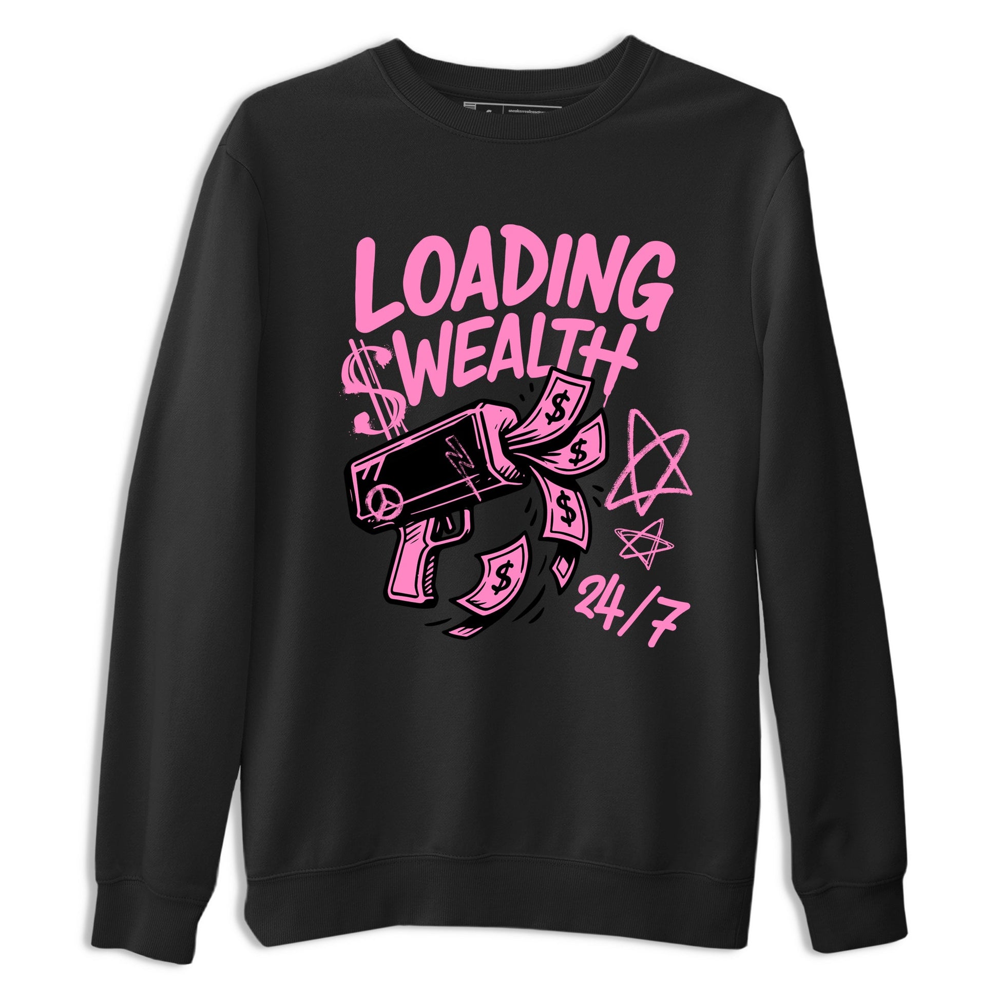 Perfect Valentine's Day Gifts graphic tee  – Sneaker Tees To Match Air Jordan 4 Pink Thunder – Loading Wealth Tee Black 2