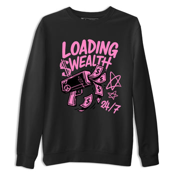 Perfect Valentine's Day Gifts graphic tee  – Sneaker Tees To Match Air Jordan 4 Pink Thunder – Loading Wealth Tee Black 2