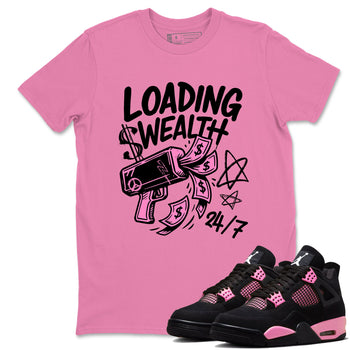 Perfect Valentine's Day Gifts graphic tee  – Sneaker Tees To Match Air Jordan 4 Pink Thunder – Loading Wealth Tee Bubble Gum 1