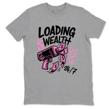 Perfect Valentine's Day Gifts graphic tee  – Sneaker Tees To Match Air Jordan 4 Pink Thunder – Loading Wealth Tee Heather Grey 2