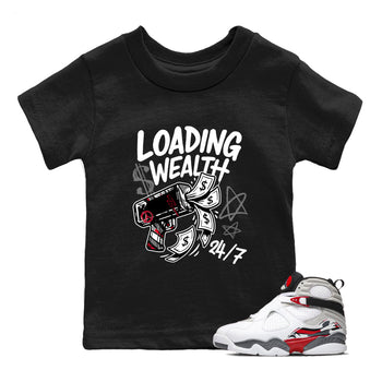 Sneaker match tees – Sneaker Tees To Match Air Jordan 8 Bunny Shoes Air Jordan 8 Bunny White and True Red – Loading Wealth Kids T-Shirt Black 1