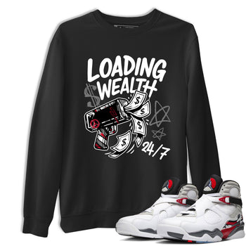 Sneaker match tees – Sneaker Tees To Match Air Jordan 8 Bunny Shoes Air Jordan 8 Bunny White and True Red – Loading Wealth Tee Black 1