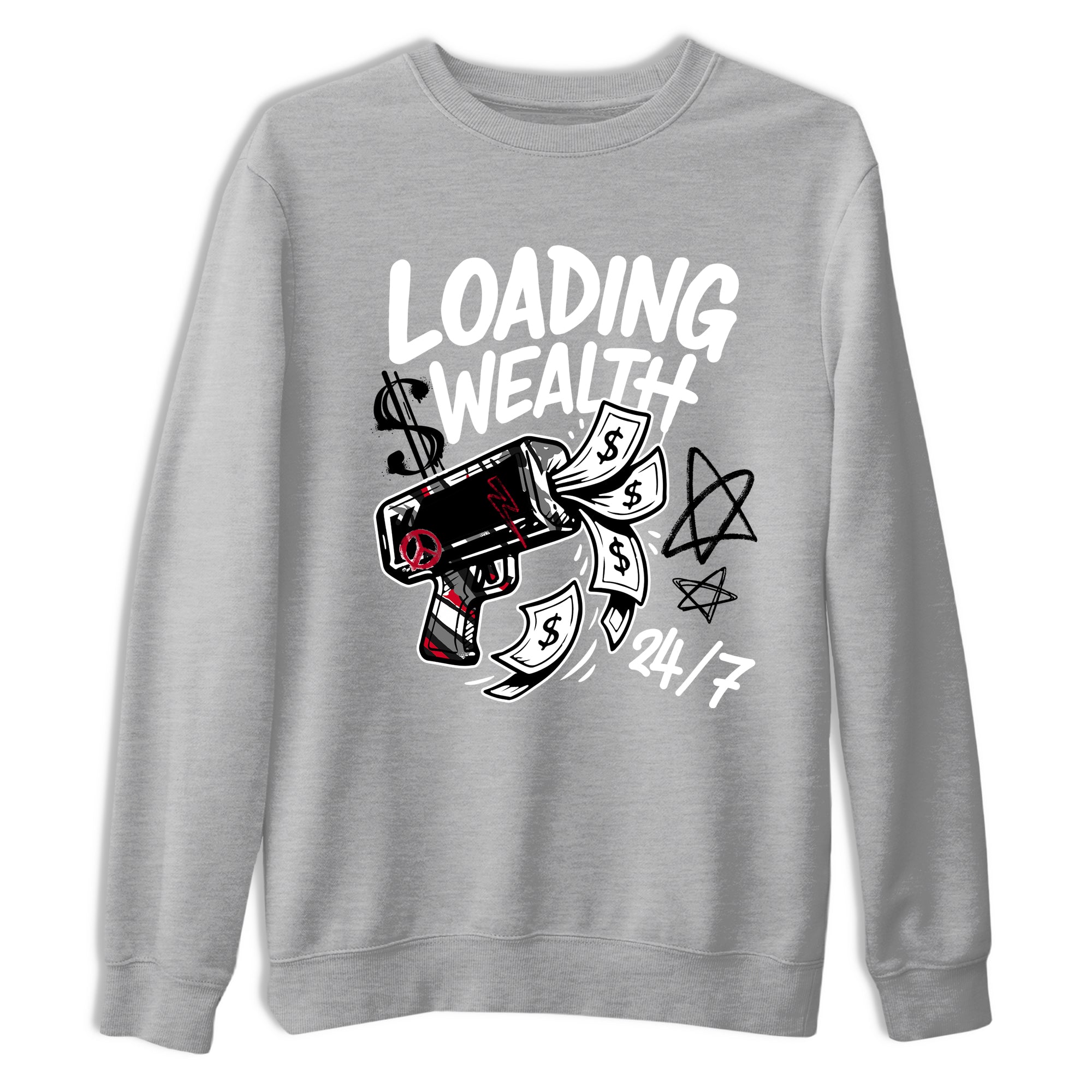 Sneaker match tees – Sneaker Tees To Match Air Jordan 8 Bunny Shoes Air Jordan 8 Bunny White and True Red – Loading Wealth Tee Heather Grey 2