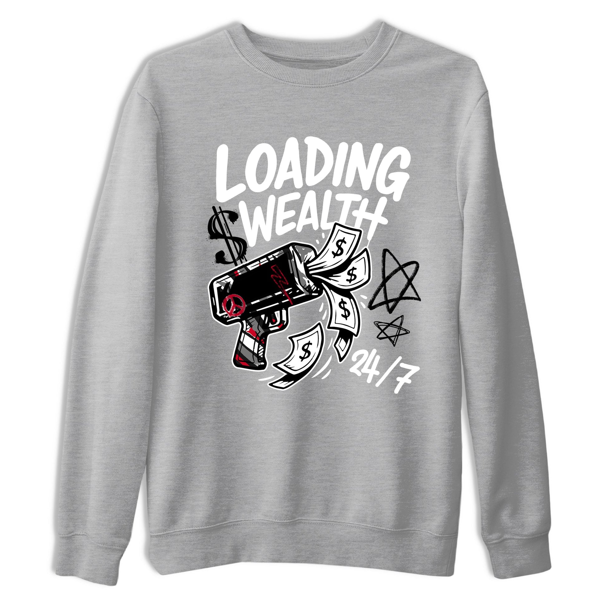 Sneaker match tees – Sneaker Tees To Match Air Jordan 8 Bunny Shoes Air Jordan 8 Bunny White and True Red – Loading Wealth Tee Heather Grey 2