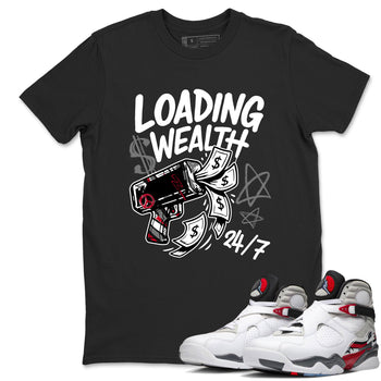 Sneaker match tees – Sneaker Tees To Match Air Jordan 8 Bunny Shoes Air Jordan 8 Bunny White and True Red – Loading Wealth Tee Black 1