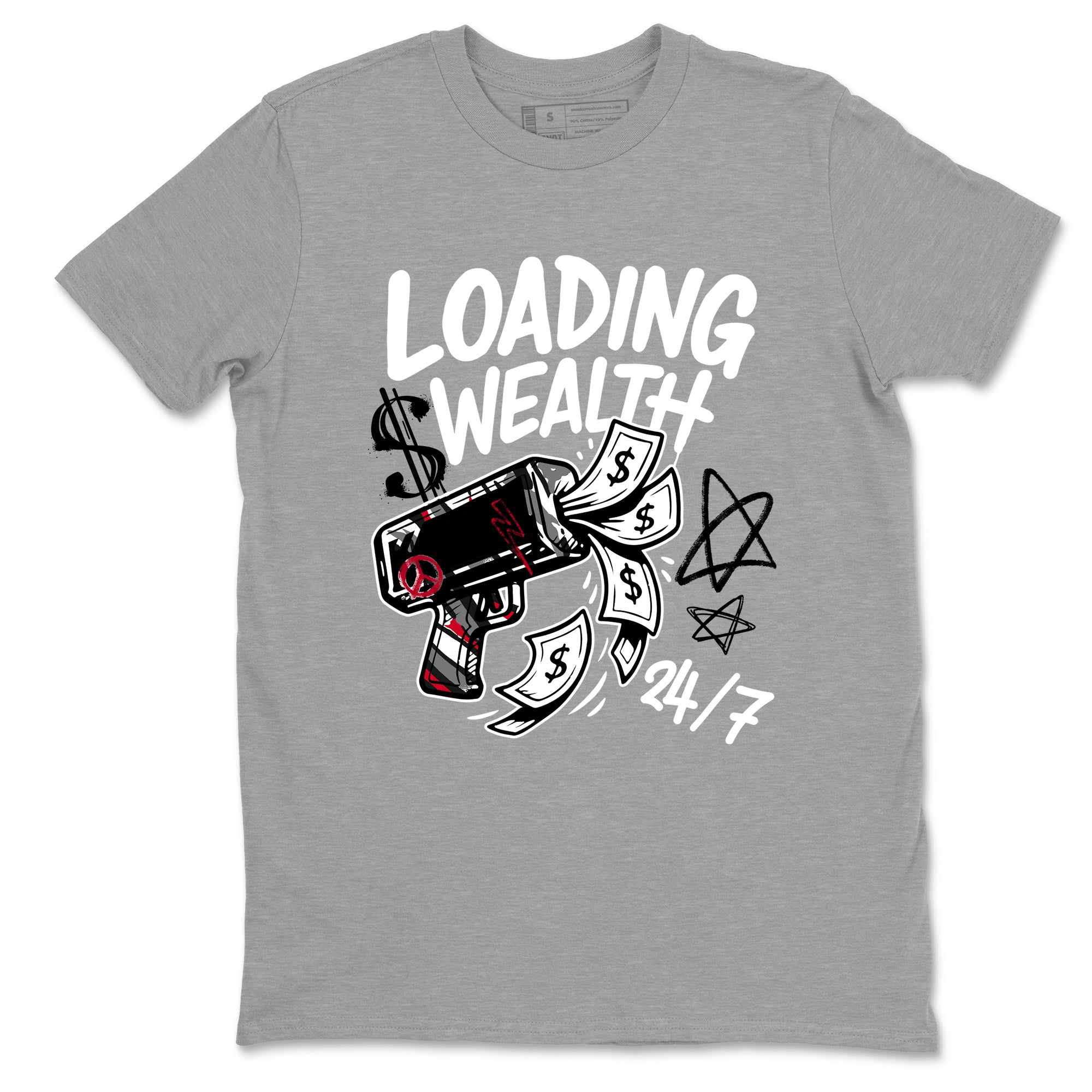 Sneaker match tees – Sneaker Tees To Match Air Jordan 8 Bunny Shoes Air Jordan 8 Bunny White and True Red – Loading Wealth Tee Heather Grey 2