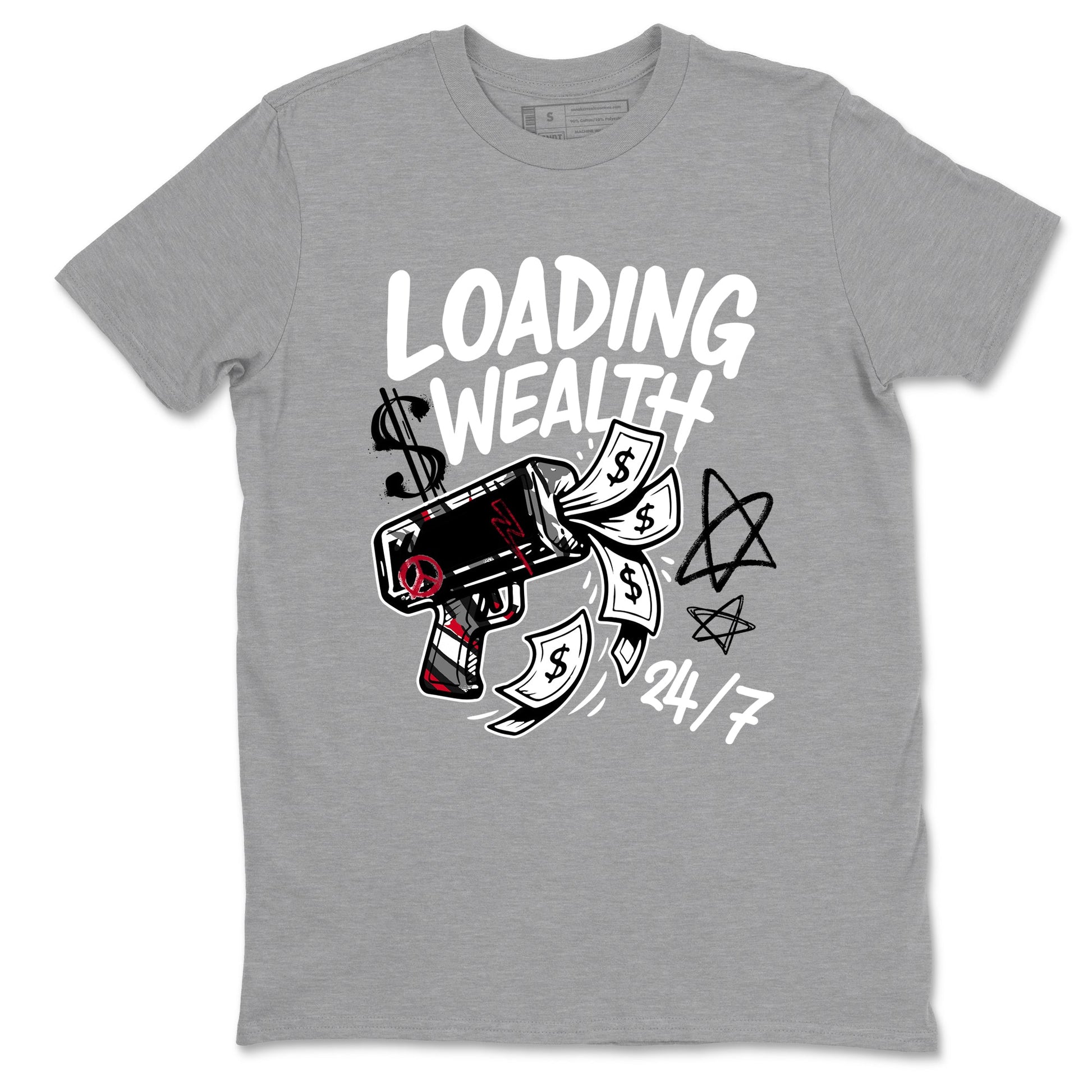 Sneaker match tees – Sneaker Tees To Match Air Jordan 8 Bunny Shoes Air Jordan 8 Bunny White and True Red – Loading Wealth Tee Heather Grey 2