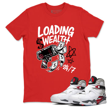 Sneaker match tees – Sneaker Tees To Match Air Jordan 8 Bunny Shoes Air Jordan 8 Bunny White and True Red – Loading Wealth Tee Red 1