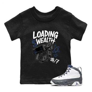 Sneaker match tees – Sneaker Tees To Match Air Jordan 9 Flint Grey Shoes – Loading Wealth Kids T-Shirt Black 1