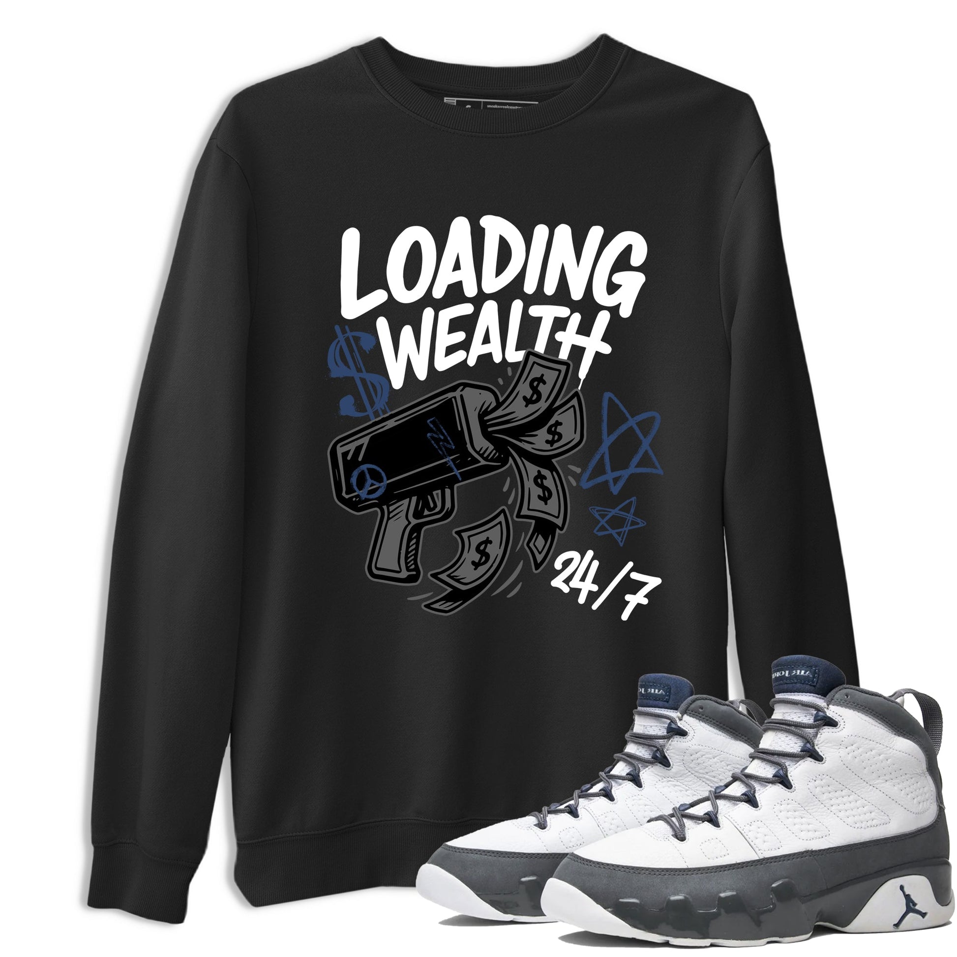 Sneaker match tees – Sneaker Tees To Match Air Jordan 9 Flint Grey Shoes – Loading Wealth Tee Black 1