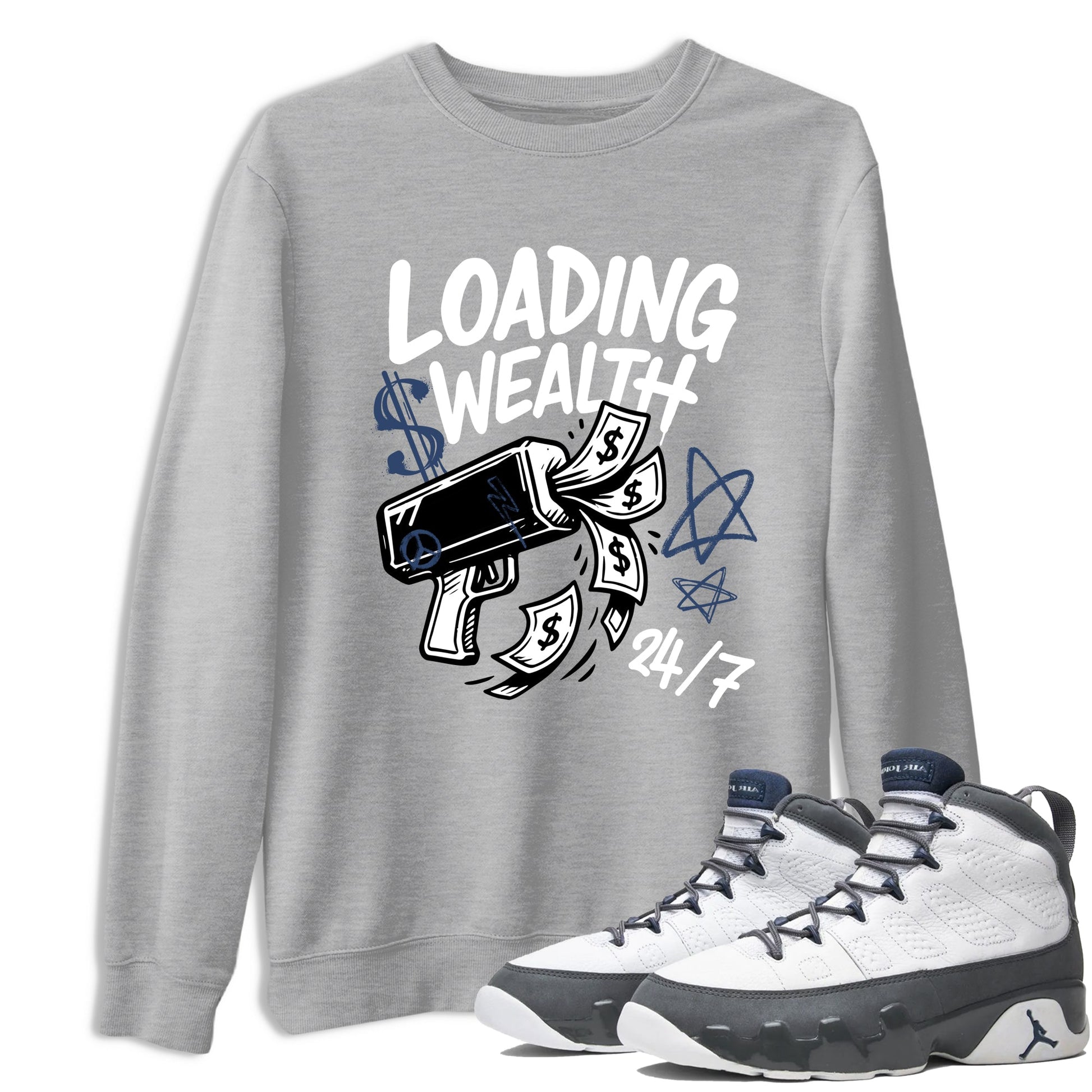 Sneaker match tees – Sneaker Tees To Match Air Jordan 9 Flint Grey Shoes – Loading Wealth Tee Heather Grey 1
