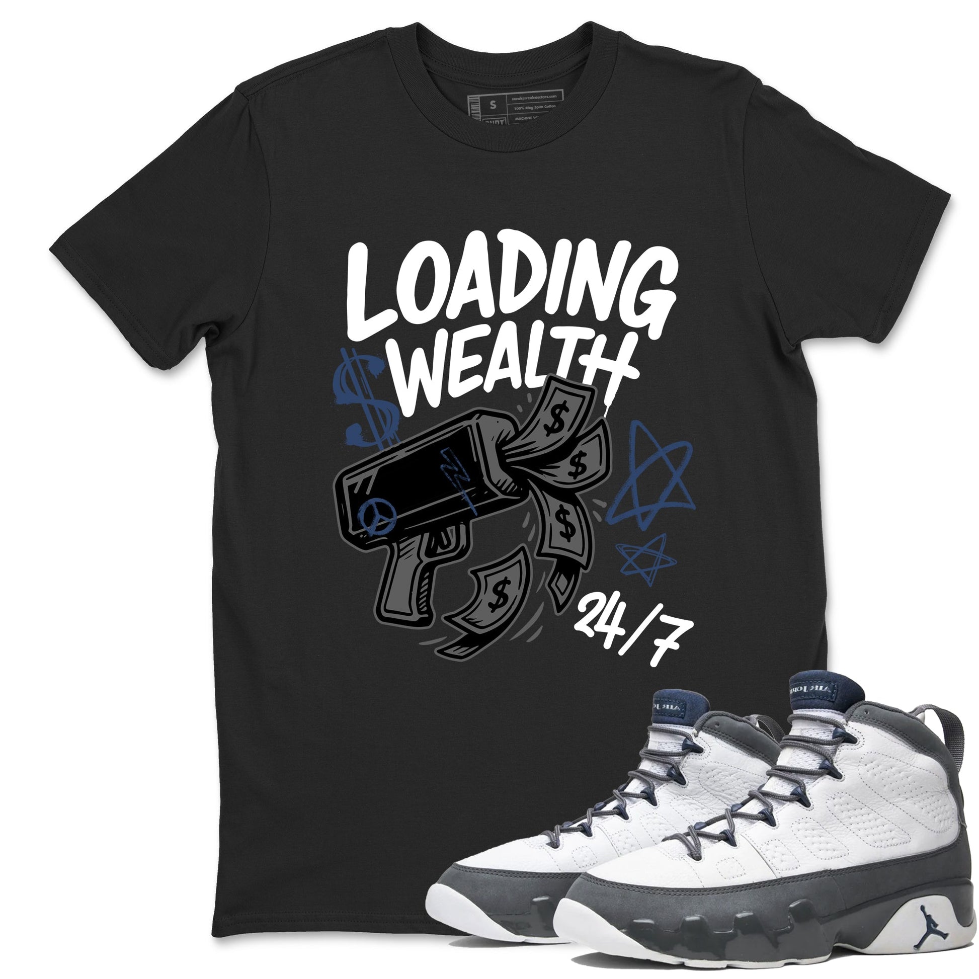 Sneaker match tees – Sneaker Tees To Match Air Jordan 9 Flint Grey Shoes – Loading Wealth Tee Black 1