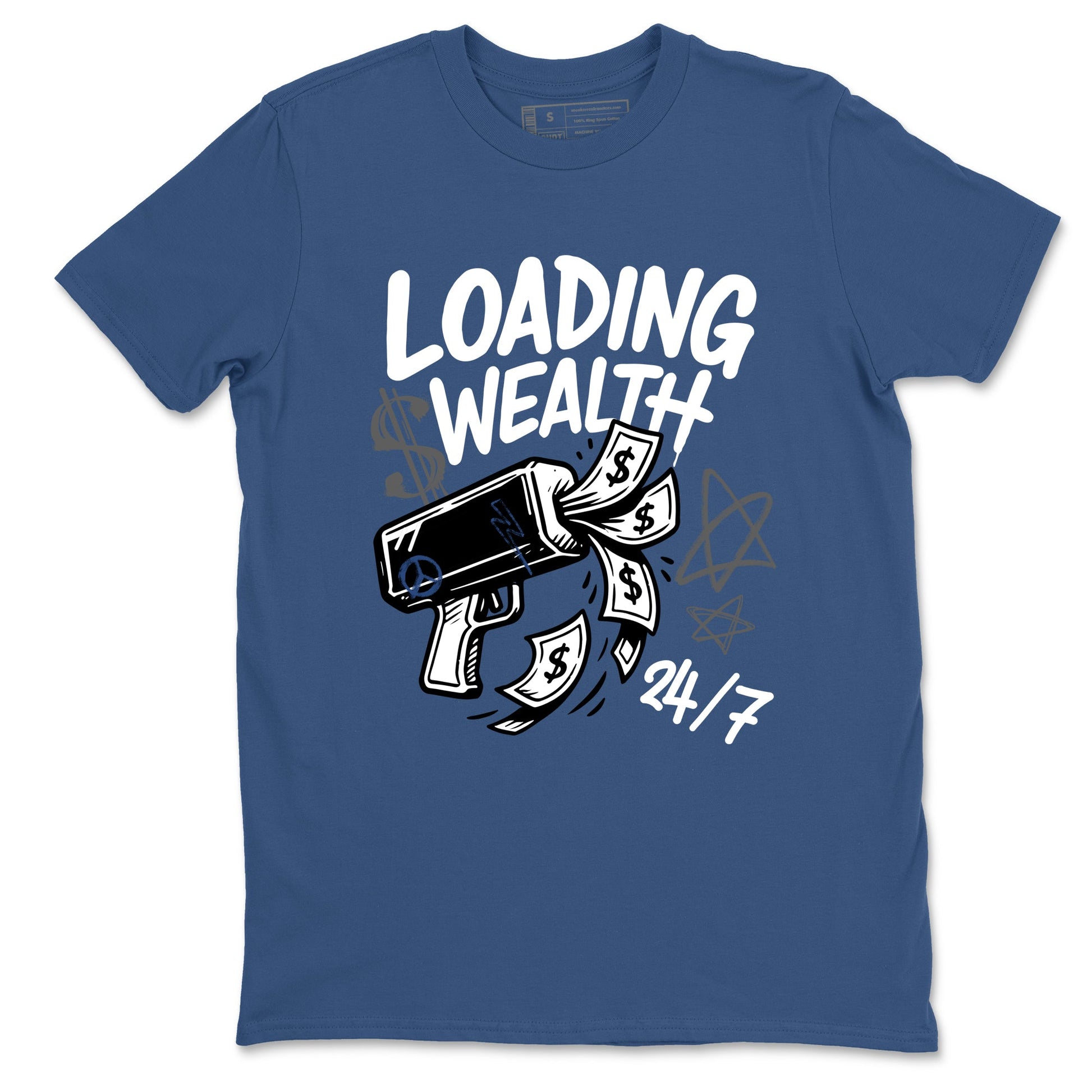 Sneaker match tees – Sneaker Tees To Match Air Jordan 9 Flint Grey Shoes – Loading Wealth Tee Denim Blue 2